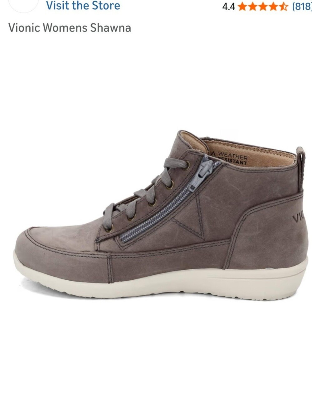 Vionic Shawna Water Resistant Gray Nubuck Leather Sneaker Bootie Shoes Womens 10 - Picture 2 of 14